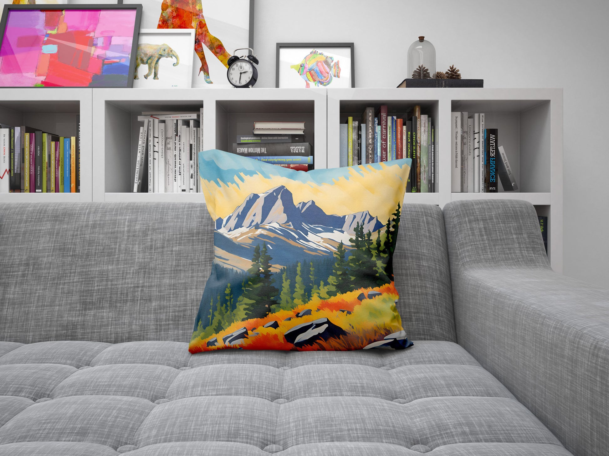 Hallett Peak In Rocky Mountain National Park, Colorado Tapestry Pillows, Usa Travel Pillow, Soft Pillow, Contemporary Pillow, 20X20 Pillow