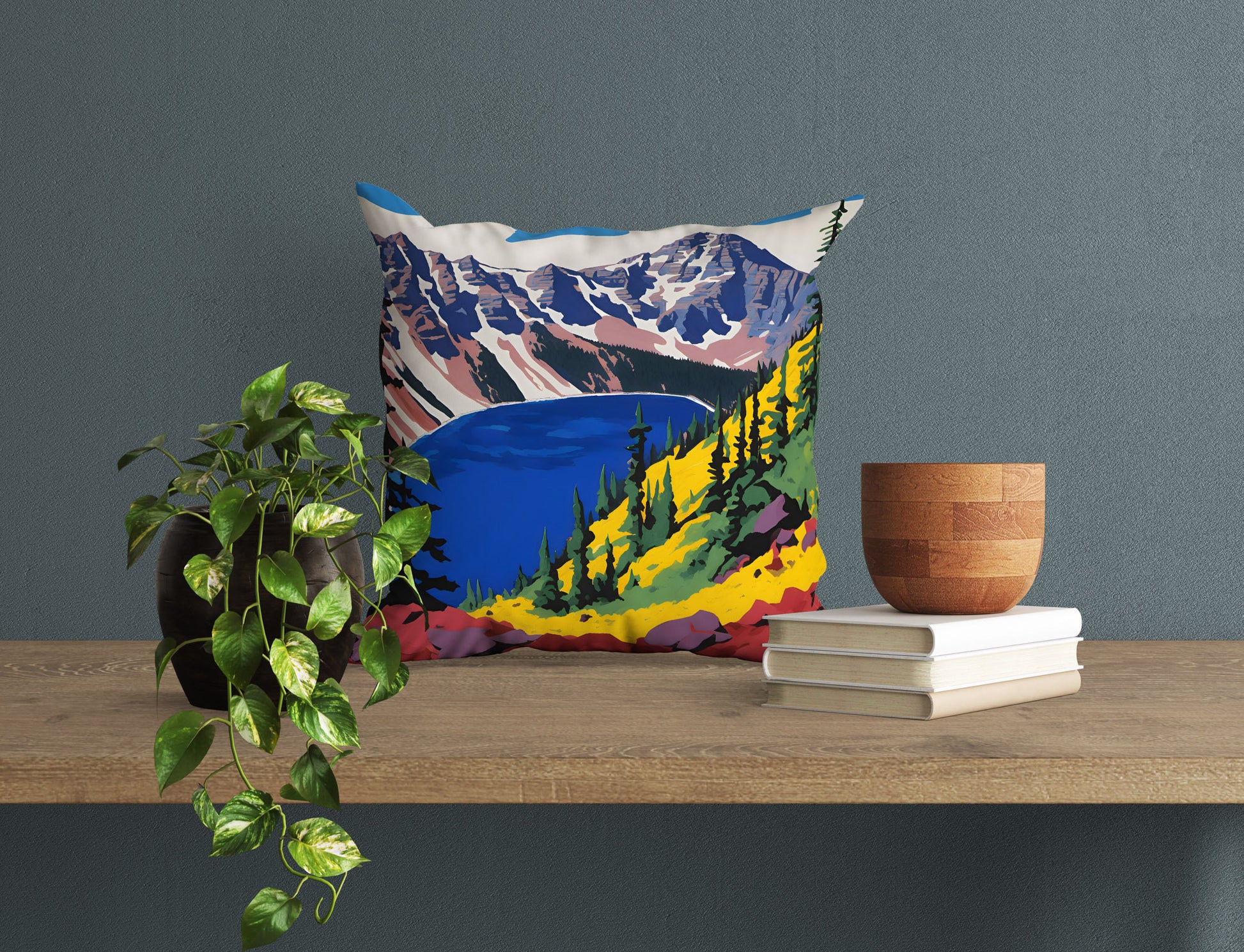 Crater Lake In Maroon Bells, Colorado Decorative Pillow, Usa Travel Pillow, Designer Pillow, Colorful Pillow Case, 20X20 Pillow Cover