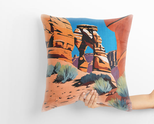 Delicate Arch In Arches National Park Decorative Pillow, Usa Travel Pillow, Designer Pillow, Colorful Pillow Case, Modern Pillow