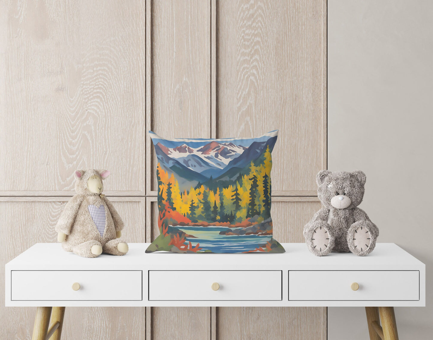 North Cascades National Park Decorative Pillow, Usa Travel Pillow, Artist Pillow, Colorful Pillow Case, Contemporary Pillow, 16X16 Case