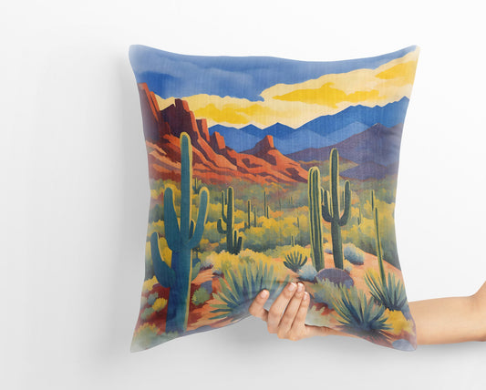Valley View Overlook In Tucson Mountain District, Saguaro National Park Toss Pillow, Usa Travel Pillow, Art Pillow, Contemporary Pillow