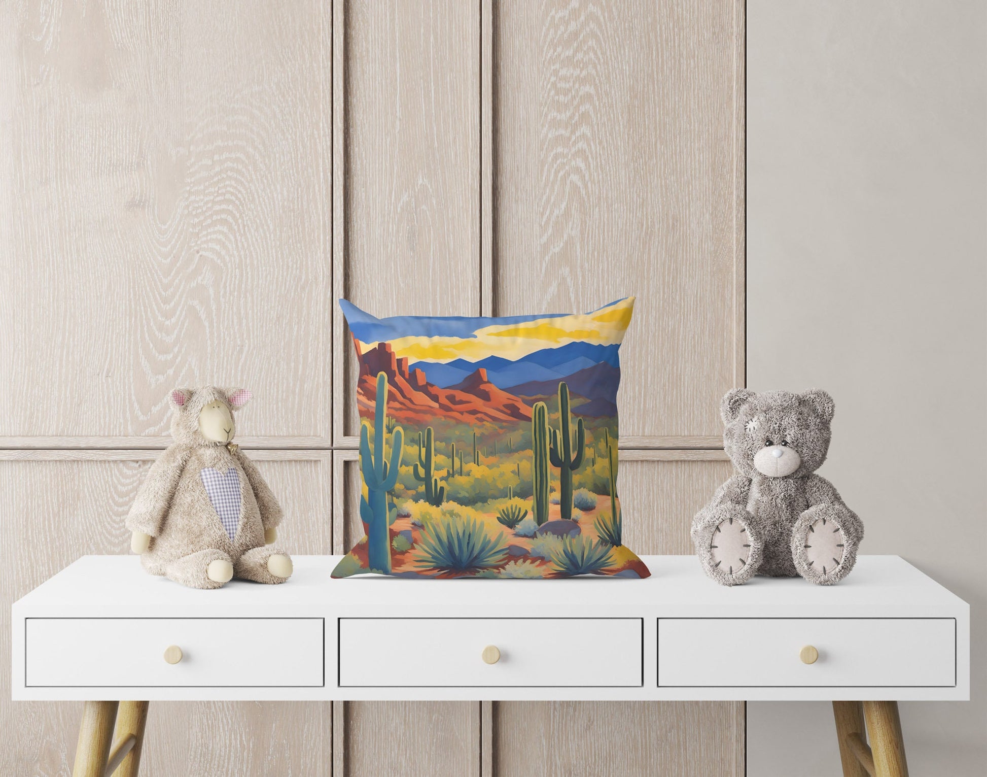 Valley View Overlook In Tucson Mountain District, Saguaro National Park Toss Pillow, Usa Travel Pillow, Art Pillow, Contemporary Pillow