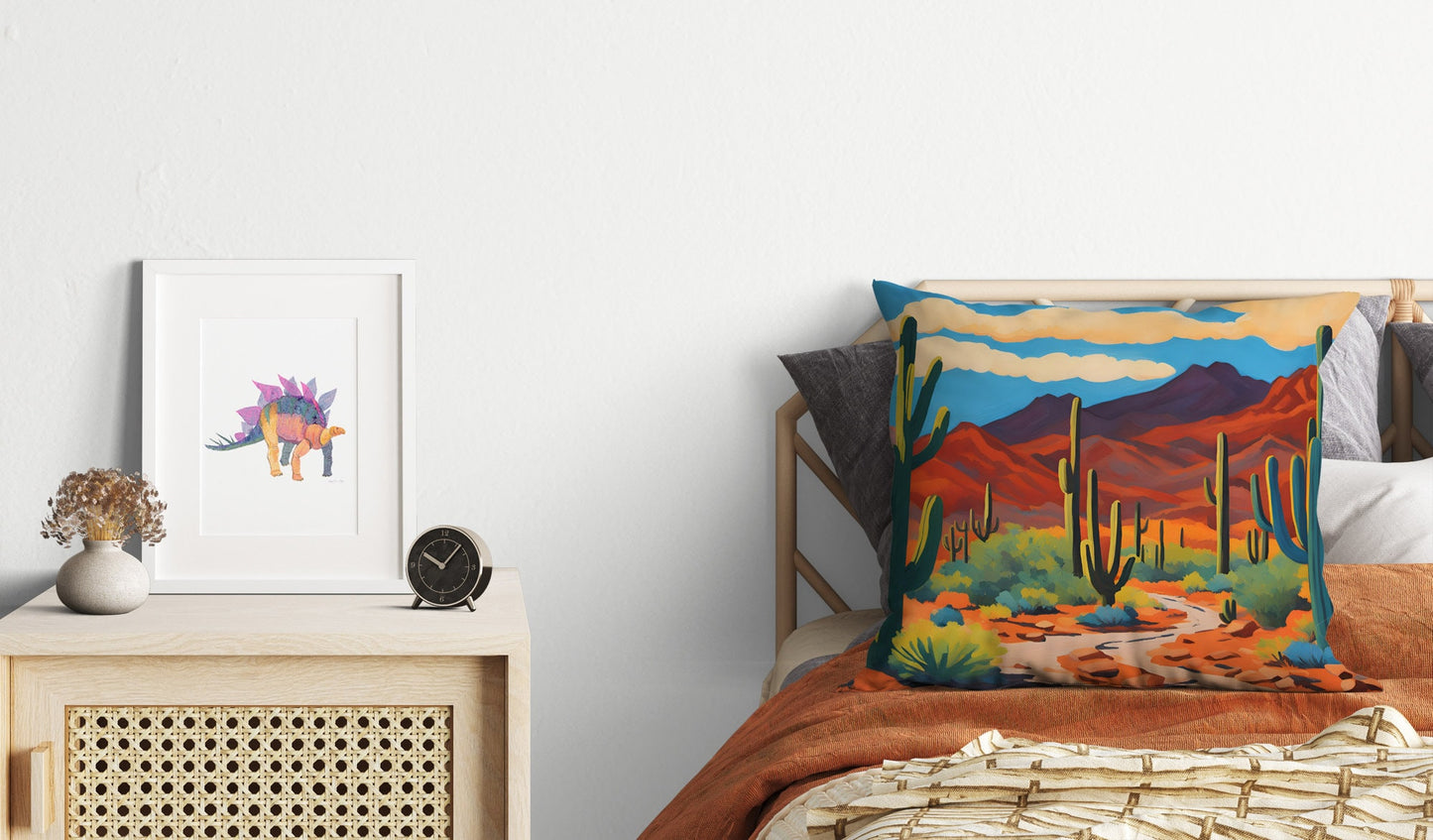 Bajada Loop Drive In Tucson Mountain District, Saguaro National Park Tapestry Pillows, Usa Travel Pillow, Designer Pillow, Colorful Pillow