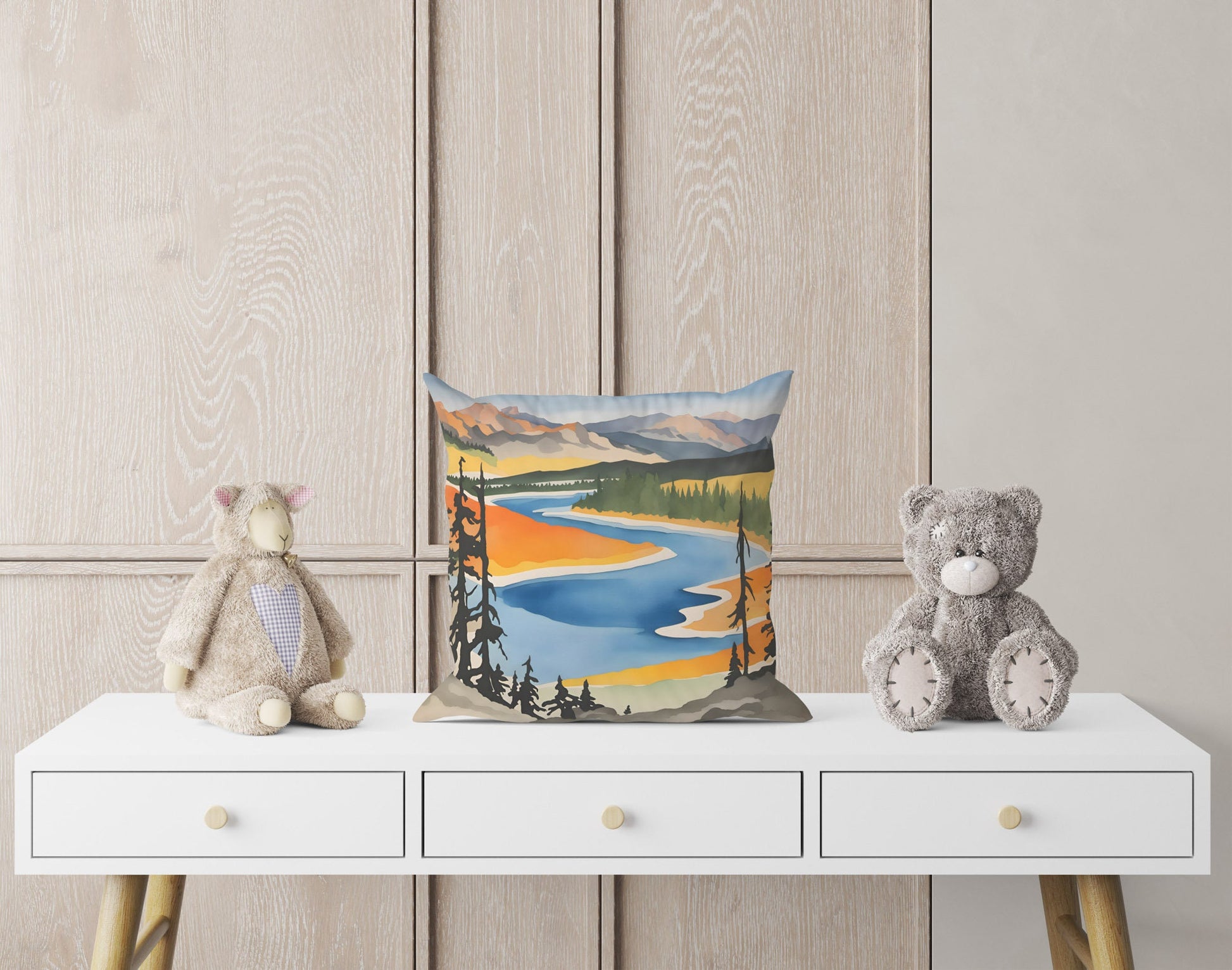 Yellowstone National Park Toss Pillow, Usa Travel Pillow, Comfortable, Colorful Pillow Case, Fashion, 18 X 18 Pillow, Housewarming Gift