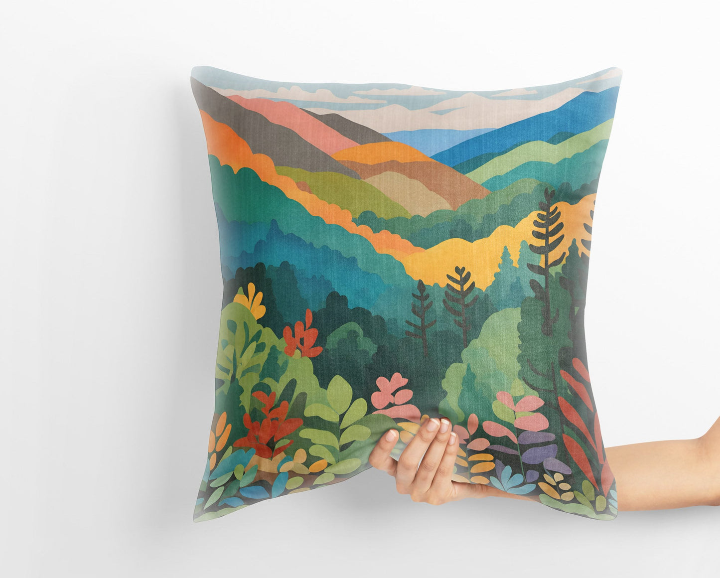 Great Smoky Mountains National Park Tapestry Pillows, Usa Travel Pillow, Designer Pillow, Colorful Pillow Case, 24X24 Pillow Case