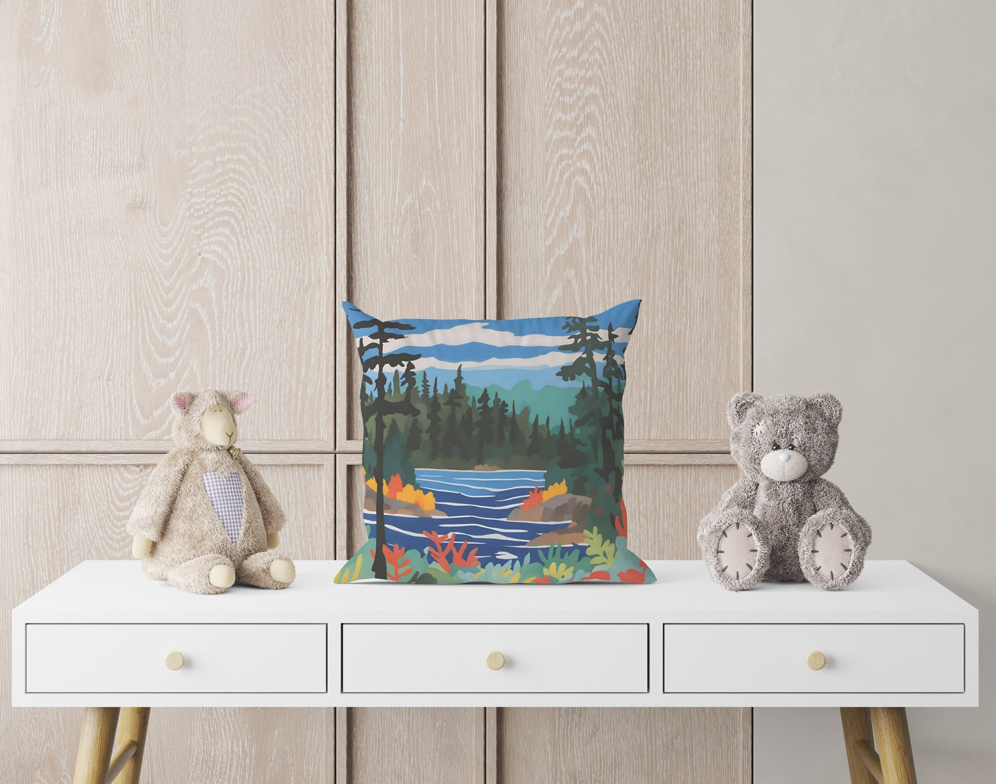 Isle Royale National Park Throw Pillow, Usa Travel Pillow, Art Pillow, Colorful Pillow Case, Watercolor Pillow Cases, 24X24 Pillow Case