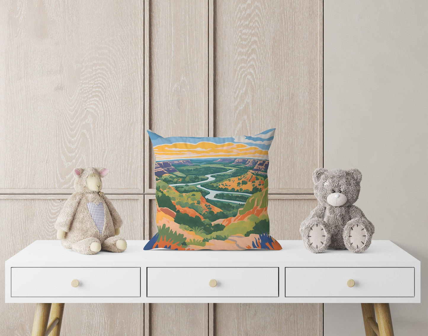 Theodore Roosevelt National Park, North Dakota Throw Pillow Cover, Usa Travel Pillow, Colorful Pillow Case, 24X24 Pillow Case