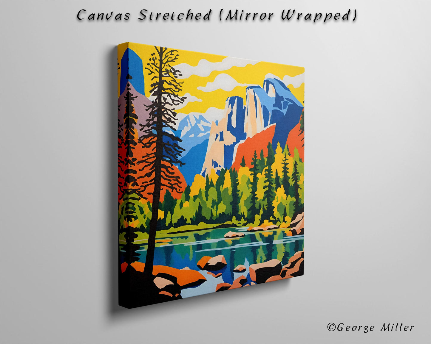 Yosemite National Park, California, Usa Travel Poster, Wall Prints, Landscape Print, Square Canvas Print, Framed Art Print