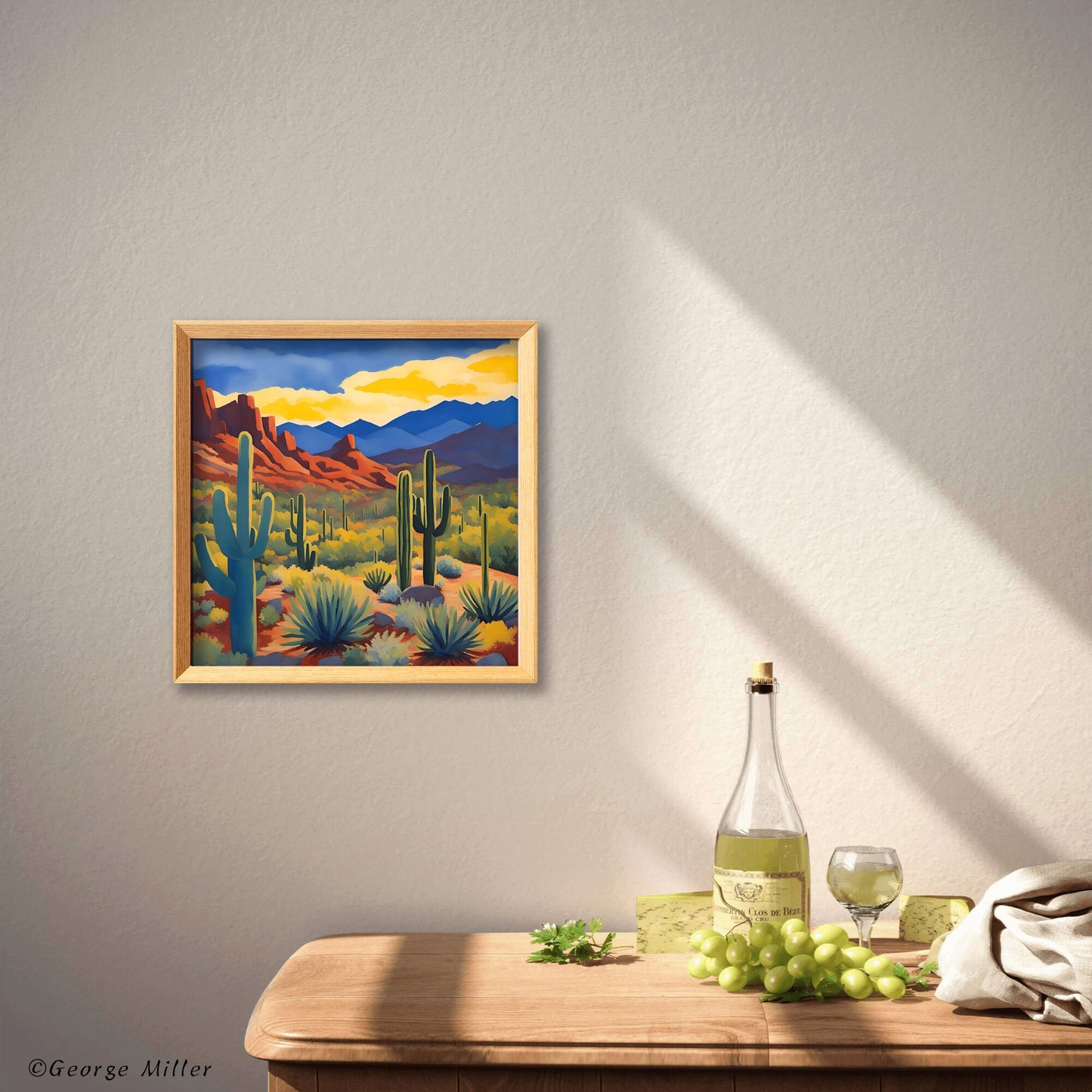 Alley View Overlook In Tucson Mountain District, Saguaro National Park Usa Travel Print, Print, Travel Poster Print, Square Canvas Print