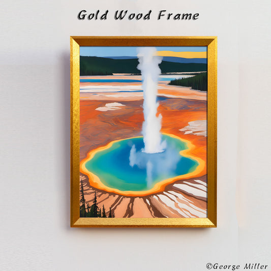 Grand Prismatic Spring In Yellowstone National Park Usa Travel Print, Art Poster, Travel Poster Print, 12X16 Poster, Framed Art Print