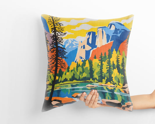 Yosemite National Park California Decorative Pillow, Usa Travel Pillow, Artist Pillow, Beautiful Pillow, Square Pillow, Farmhouse Pillow