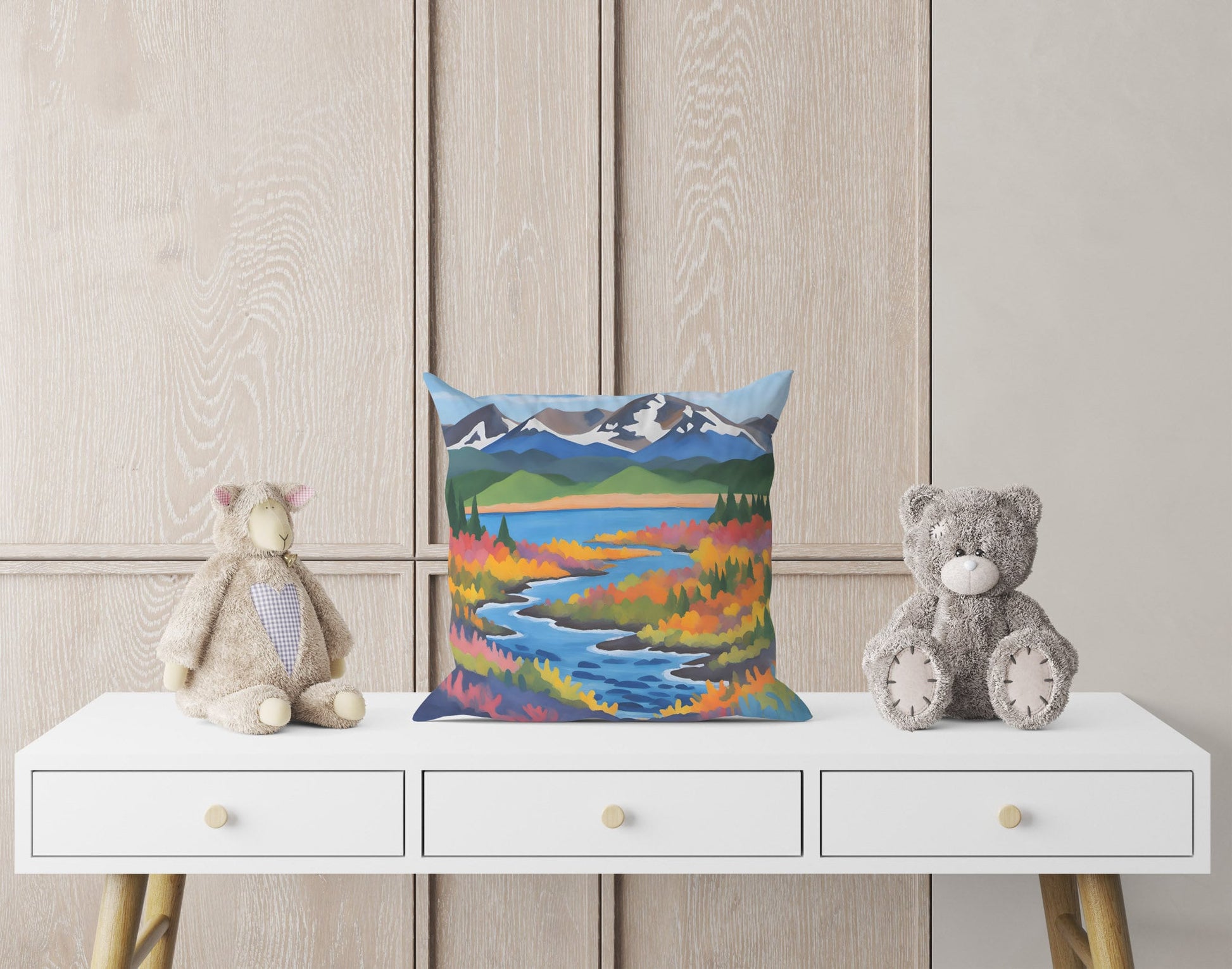 Katmai National Park Alaska, Decorative Pillow, Usa Travel Pillow, Designer Pillow, Colorful Pillow, Fashion, Square Pillow, Home And Living