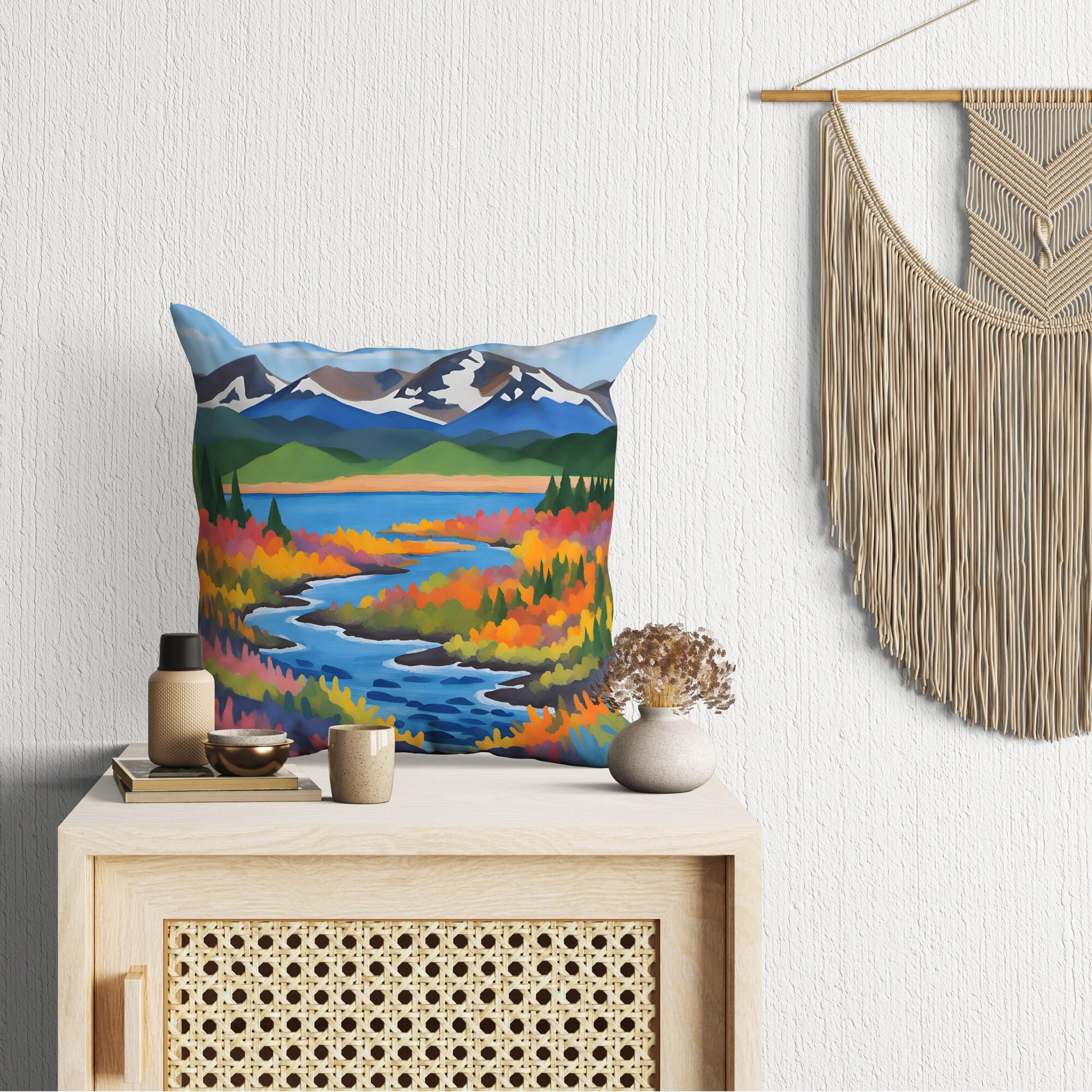 Katmai National Park Alaska, Decorative Pillow, Usa Travel Pillow, Designer Pillow, Colorful Pillow, Fashion, Square Pillow, Home And Living