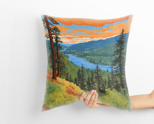 Klamath River Overlook In Redwood National And State Parks, California Tapestry Pillows, Usa Travel Pillow, Home And Living, Sofa Pillows