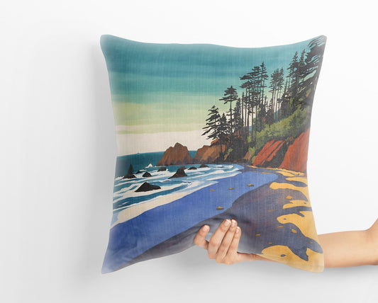 Crescent Beach In Redwood National And State Parks, California Decorative Pillow, Usa Travel Pillow, 24X24 Pillow Case, Playroom Decor