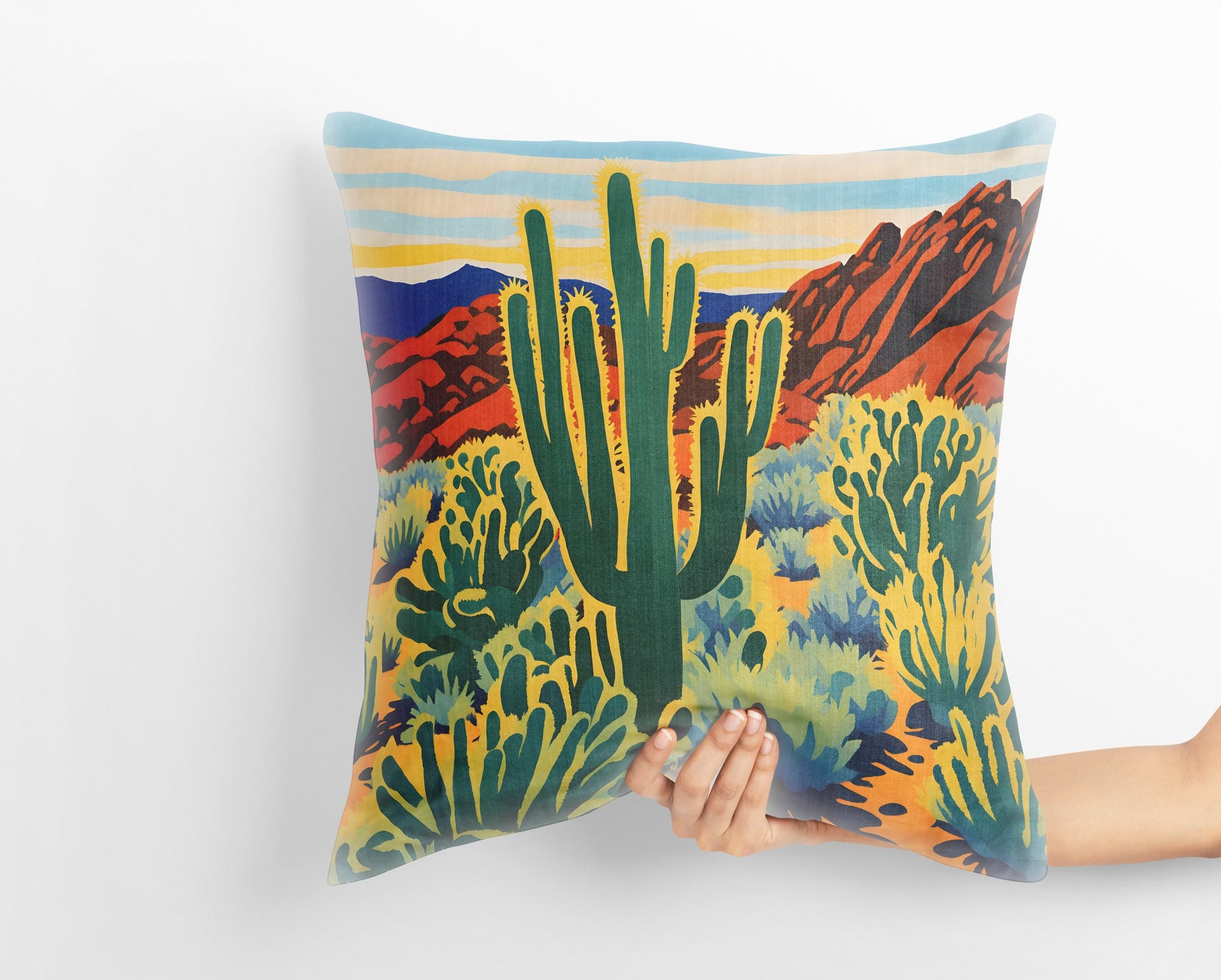 Cholla Cactus Garden In Joshua Tree National Park, California, Usa Pillow Case, Usa Travel Pillow, Modern Pillow, 24X24 Pillow Case