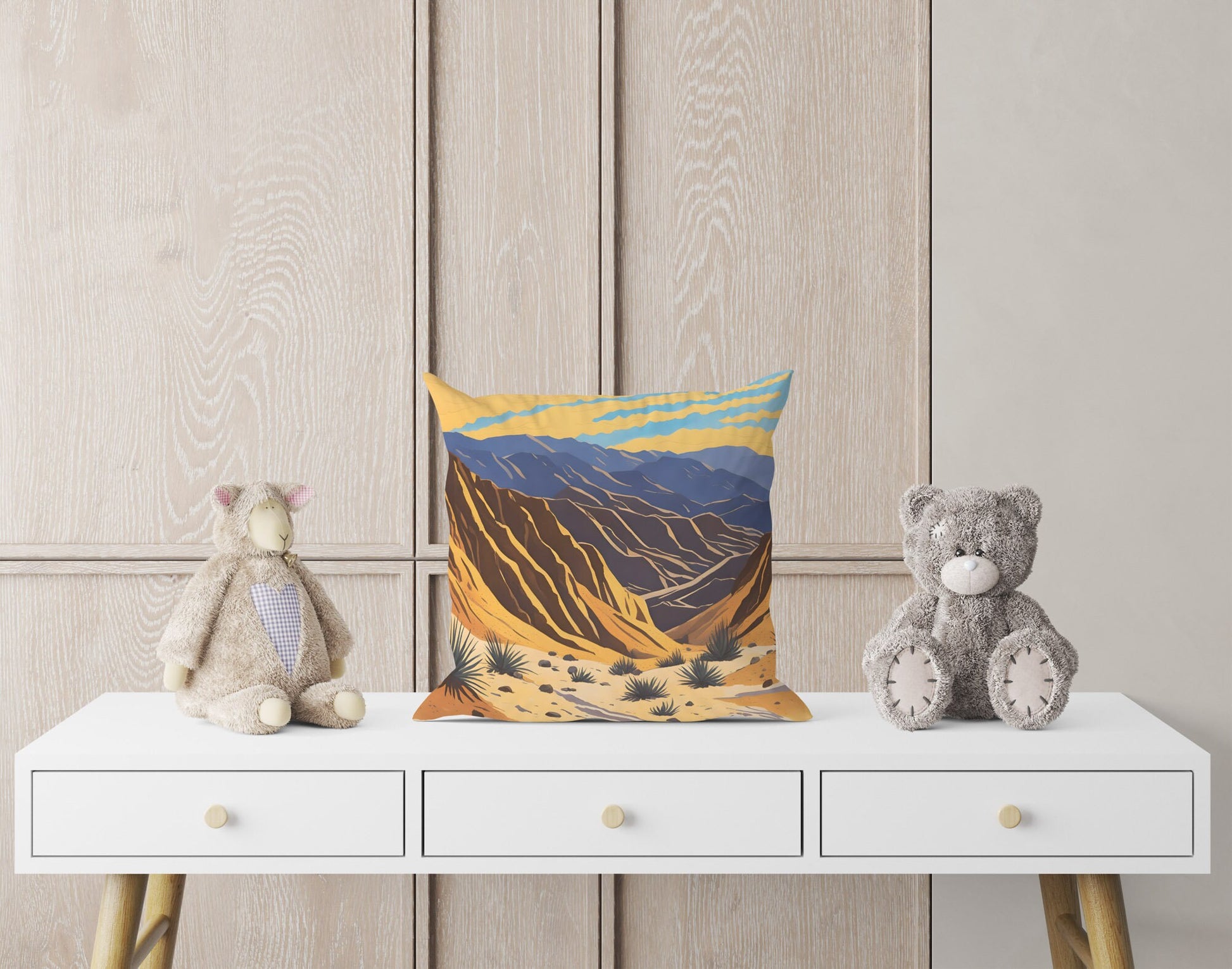 Golden Canyon In Death Valley National Park, California Tapestry Pillows, Usa Travel Pillow, Artist Pillow, Contemporary Pillow