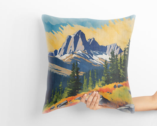 Hallett Peak In Rocky Mountain National Park, Colorado Tapestry Pillows, Usa Travel Pillow, Soft Pillow, Contemporary Pillow, 20X20 Pillow