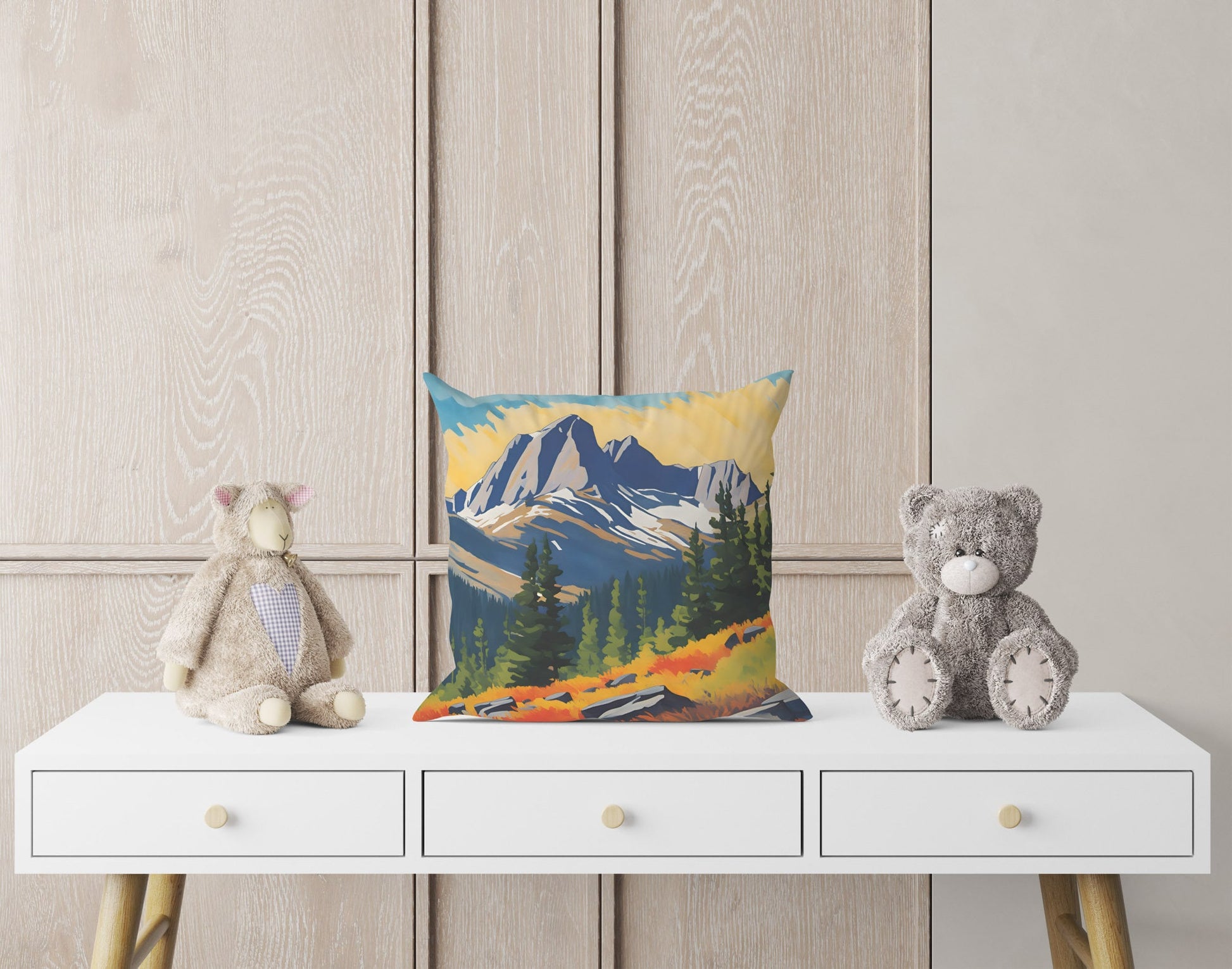 Hallett Peak In Rocky Mountain National Park, Colorado Tapestry Pillows, Usa Travel Pillow, Soft Pillow, Contemporary Pillow, 20X20 Pillow