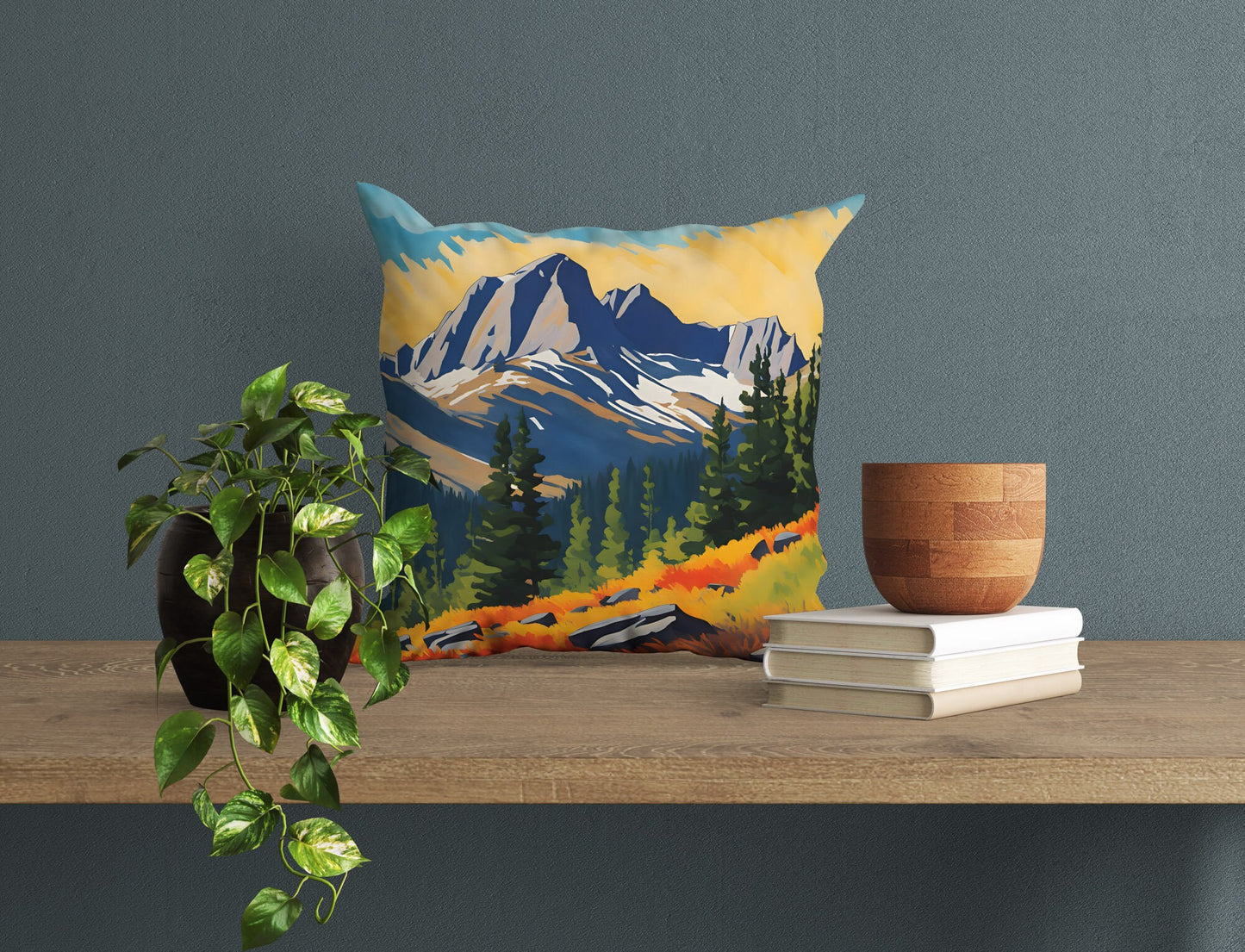 Hallett Peak In Rocky Mountain National Park, Colorado Tapestry Pillows, Usa Travel Pillow, Soft Pillow, Contemporary Pillow, 20X20 Pillow