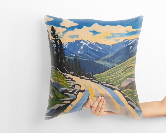 Trail Ridge Road In Rocky Mountain National Park Colorado Throw Pillow Cover, Usa Travel Pillow, Art Pillow, Beautiful Pillow, Square Pillow