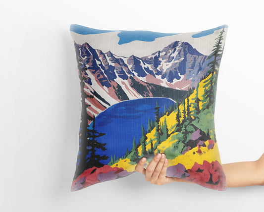 Crater Lake In Maroon Bells, Colorado Decorative Pillow, Usa Travel Pillow, Designer Pillow, Colorful Pillow Case, 20X20 Pillow Cover