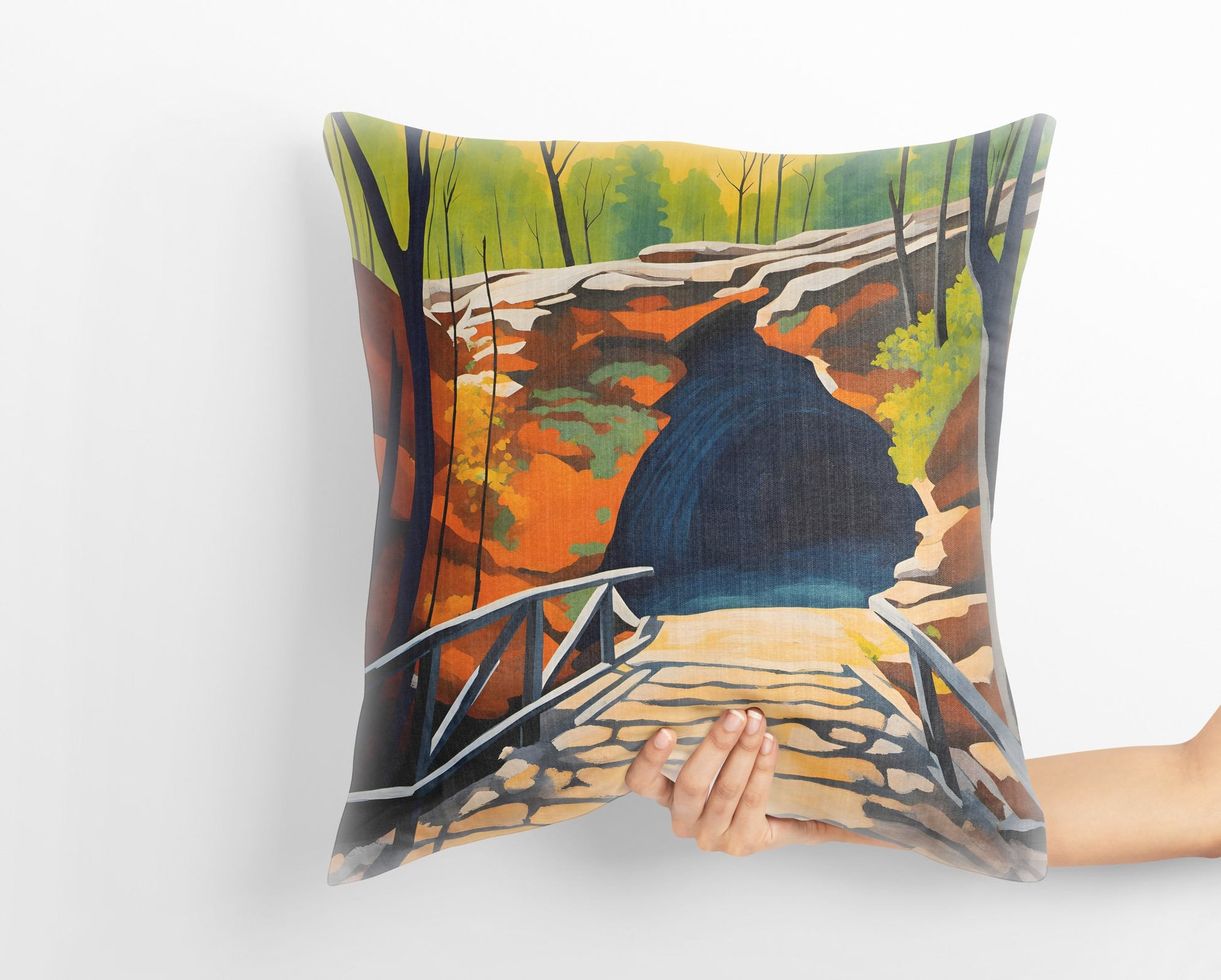 The Entrance Of Mammoth Cave National Park, Kentucky Tapestry Pillows, Usa Travel Pillow, Soft Pillow Cases, Contemporary Pillow, 20X20