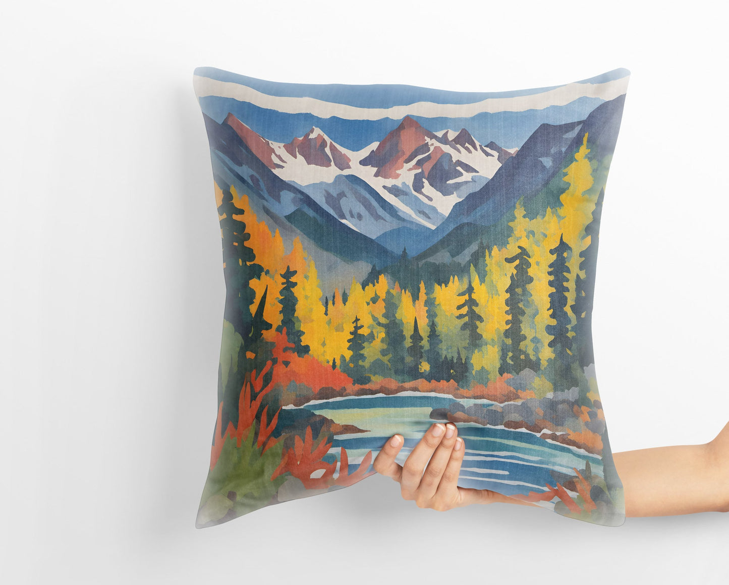 North Cascades National Park Decorative Pillow, Usa Travel Pillow, Artist Pillow, Colorful Pillow Case, Contemporary Pillow, 16X16 Case