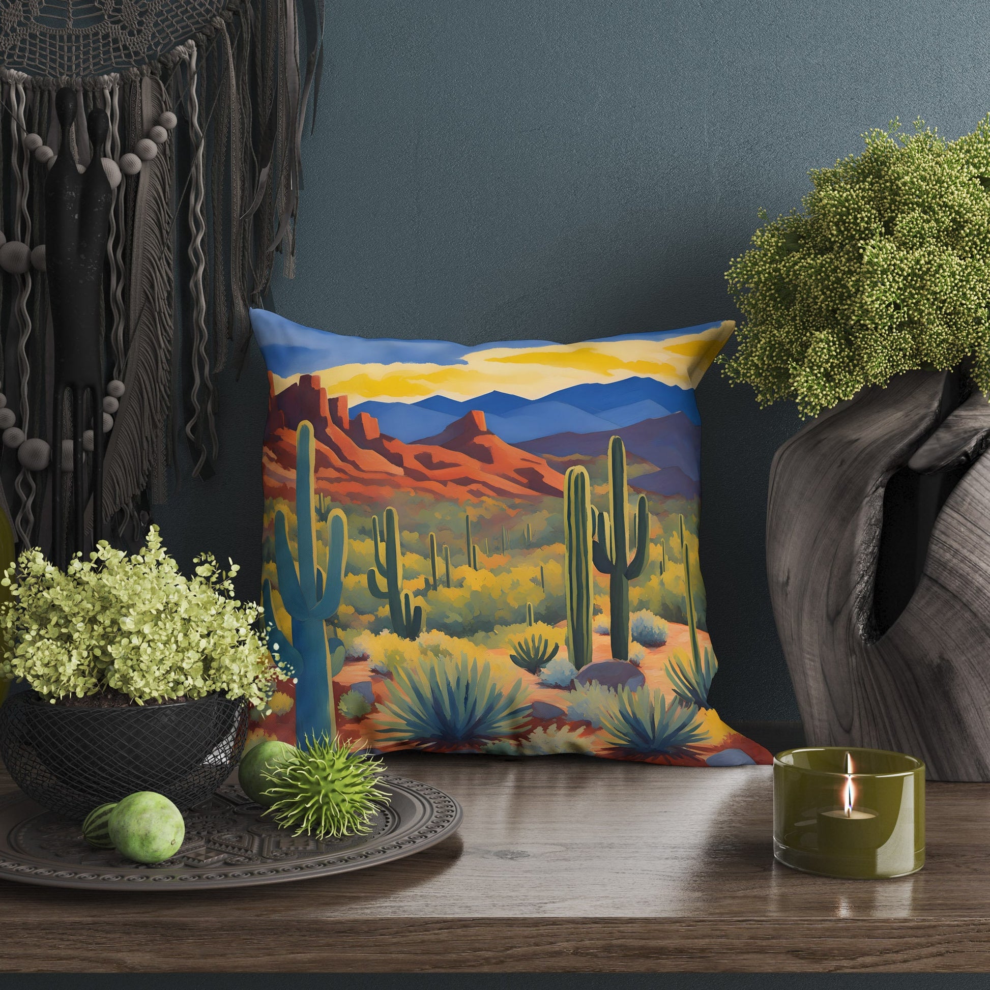 Valley View Overlook In Tucson Mountain District, Saguaro National Park Toss Pillow, Usa Travel Pillow, Art Pillow, Contemporary Pillow