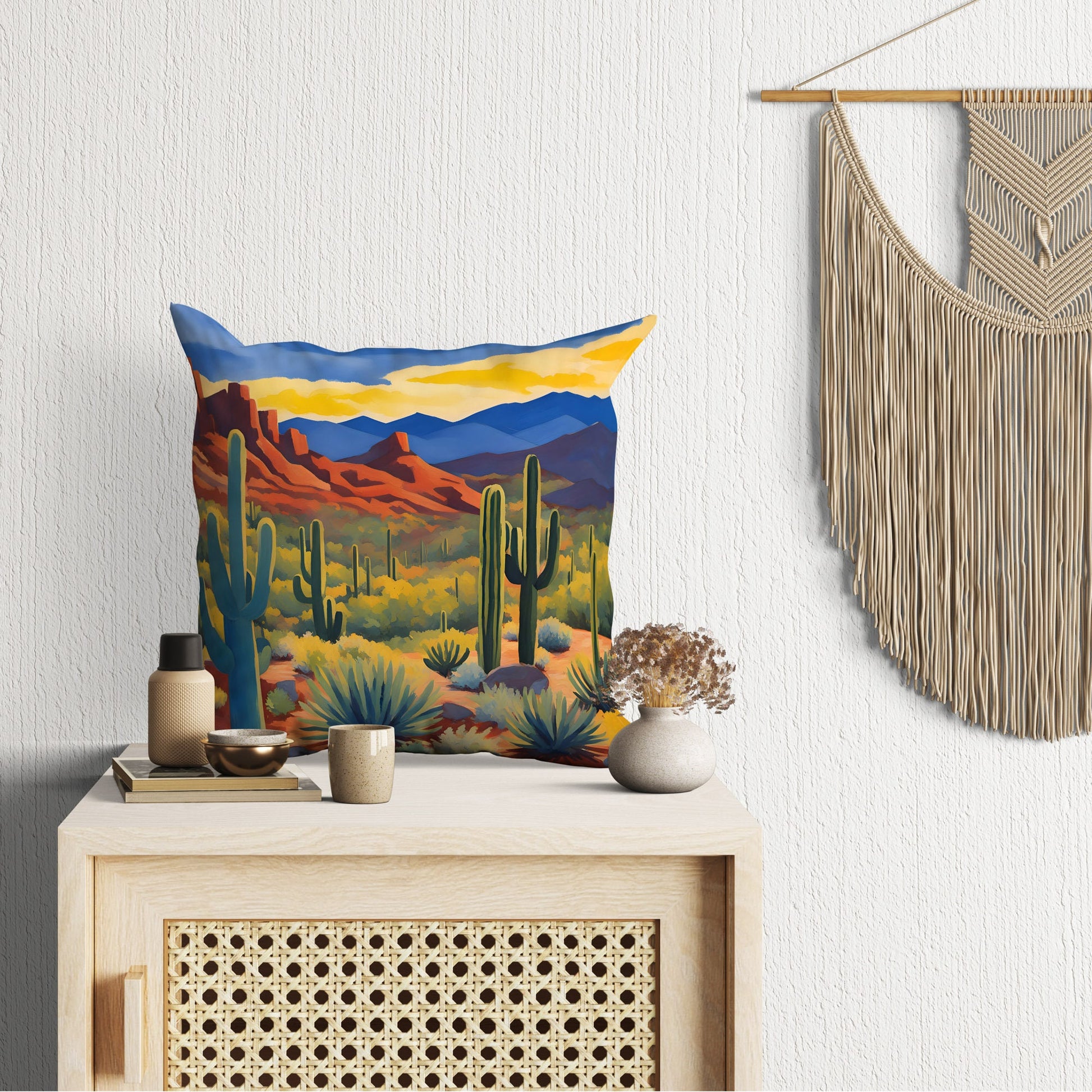 Valley View Overlook In Tucson Mountain District, Saguaro National Park Toss Pillow, Usa Travel Pillow, Art Pillow, Contemporary Pillow