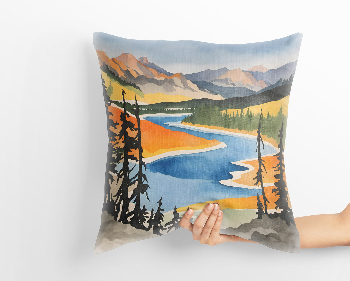 Yellowstone National Park Toss Pillow, Usa Travel Pillow, Comfortable, Colorful Pillow Case, Fashion, 18 X 18 Pillow, Housewarming Gift