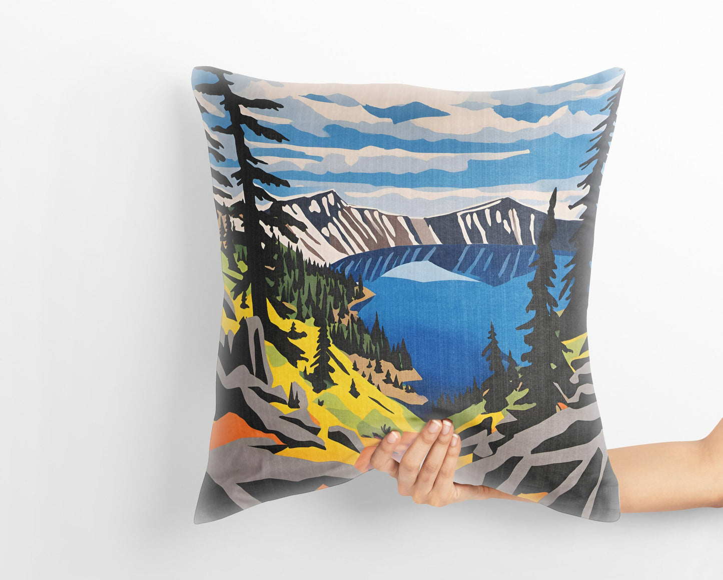 Crater Lake National Park Throw Pillow, Usa Travel Pillow, Designer Pillow, Colorful Pillow Case, Modern Pillow, 18 X 18 Pillow Covers