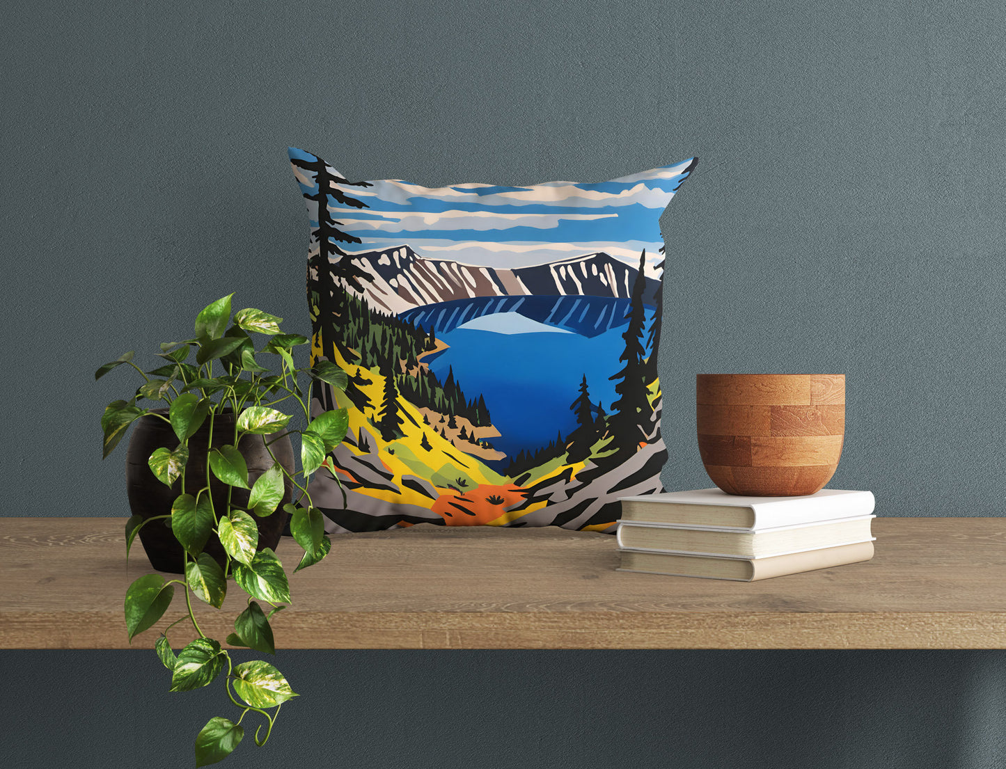 Crater Lake National Park Throw Pillow, Usa Travel Pillow, Designer Pillow, Colorful Pillow Case, Modern Pillow, 18 X 18 Pillow Covers