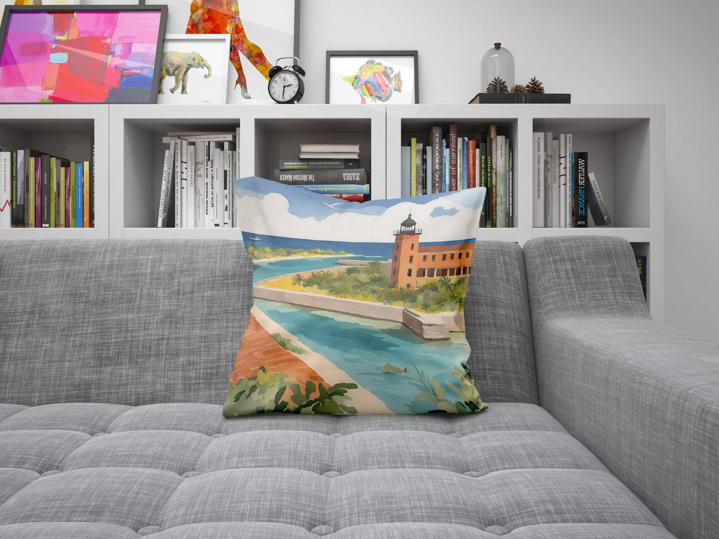 Drytortugas National Park Throw Pillow Cover, Usa Travel Pillow, Colorful Pillow Case, Watercolor Pillow Cases, Large Pillow Cases