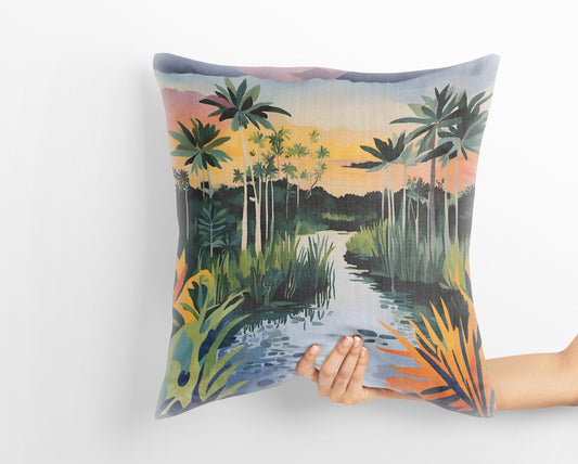 Everglades National Park Throw Pillow Cover, Usa Travel Pillow, Comfortable, Colorful Pillow Case, Watercolor Pillow Cases