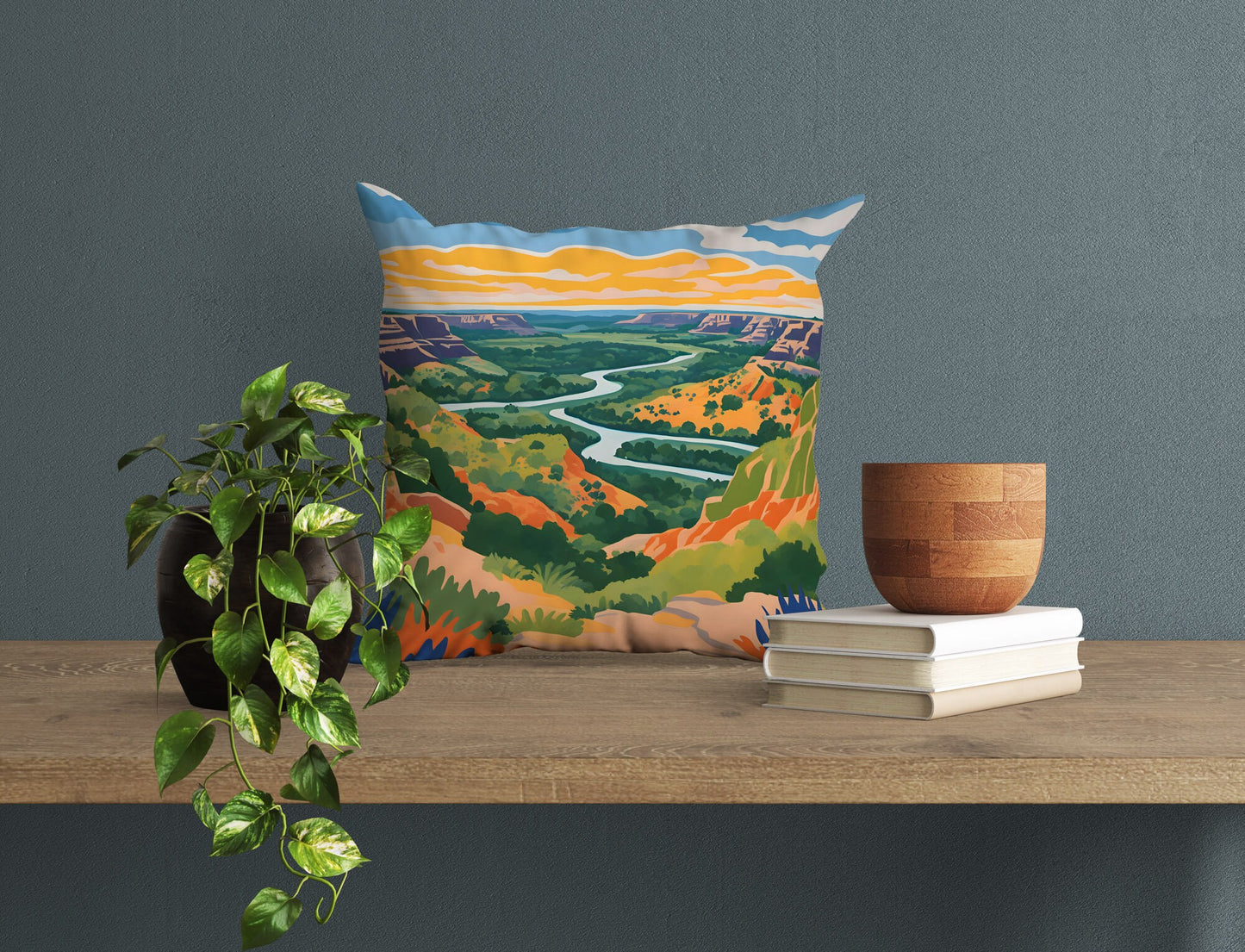 Theodore Roosevelt National Park, North Dakota Throw Pillow Cover, Usa Travel Pillow, Colorful Pillow Case, 24X24 Pillow Case