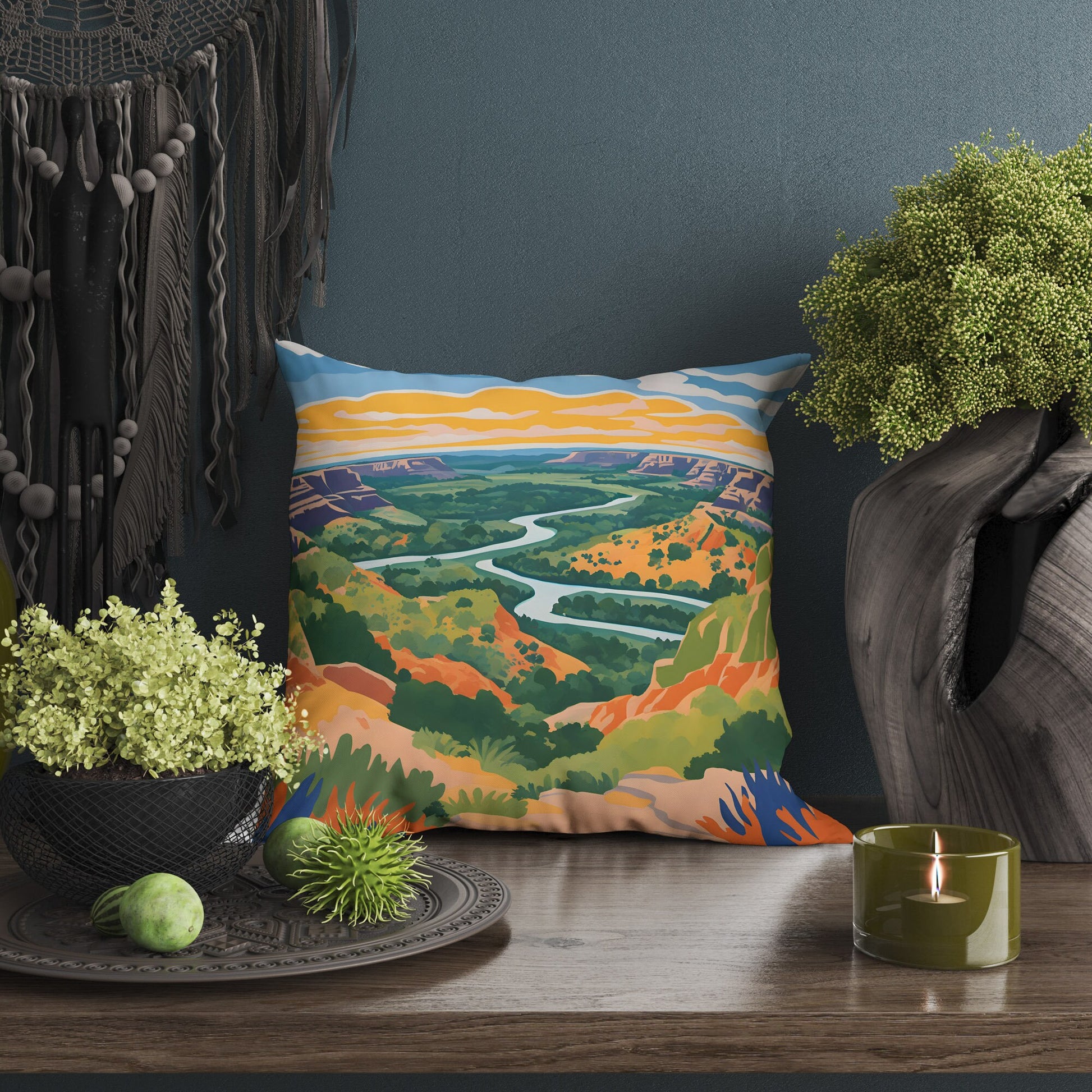 Theodore Roosevelt National Park, North Dakota Throw Pillow Cover, Usa Travel Pillow, Colorful Pillow Case, 24X24 Pillow Case