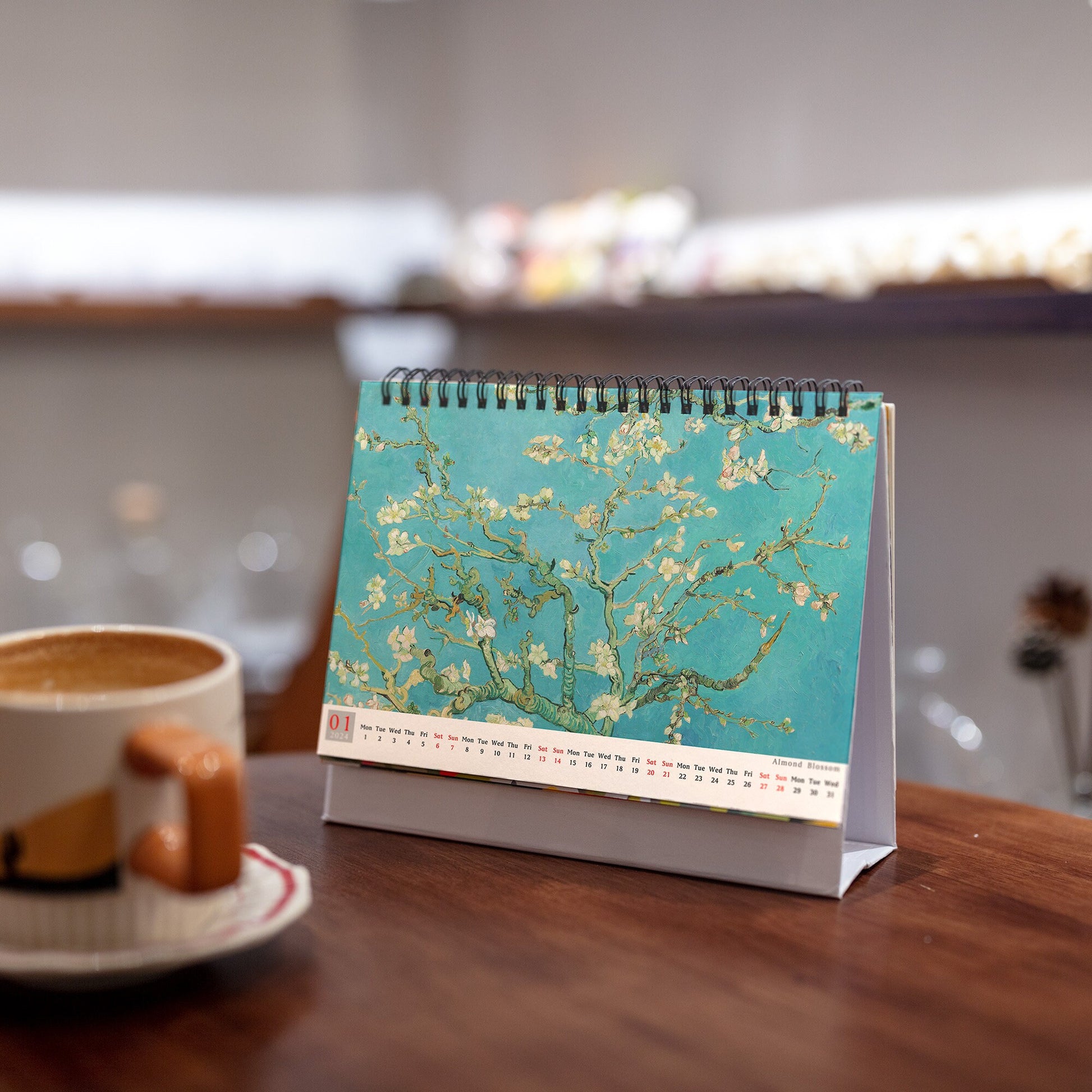 2024 Van Gogh Oil Painting Desk Calendar with Schedules - Artistic Elegance for Every Month
