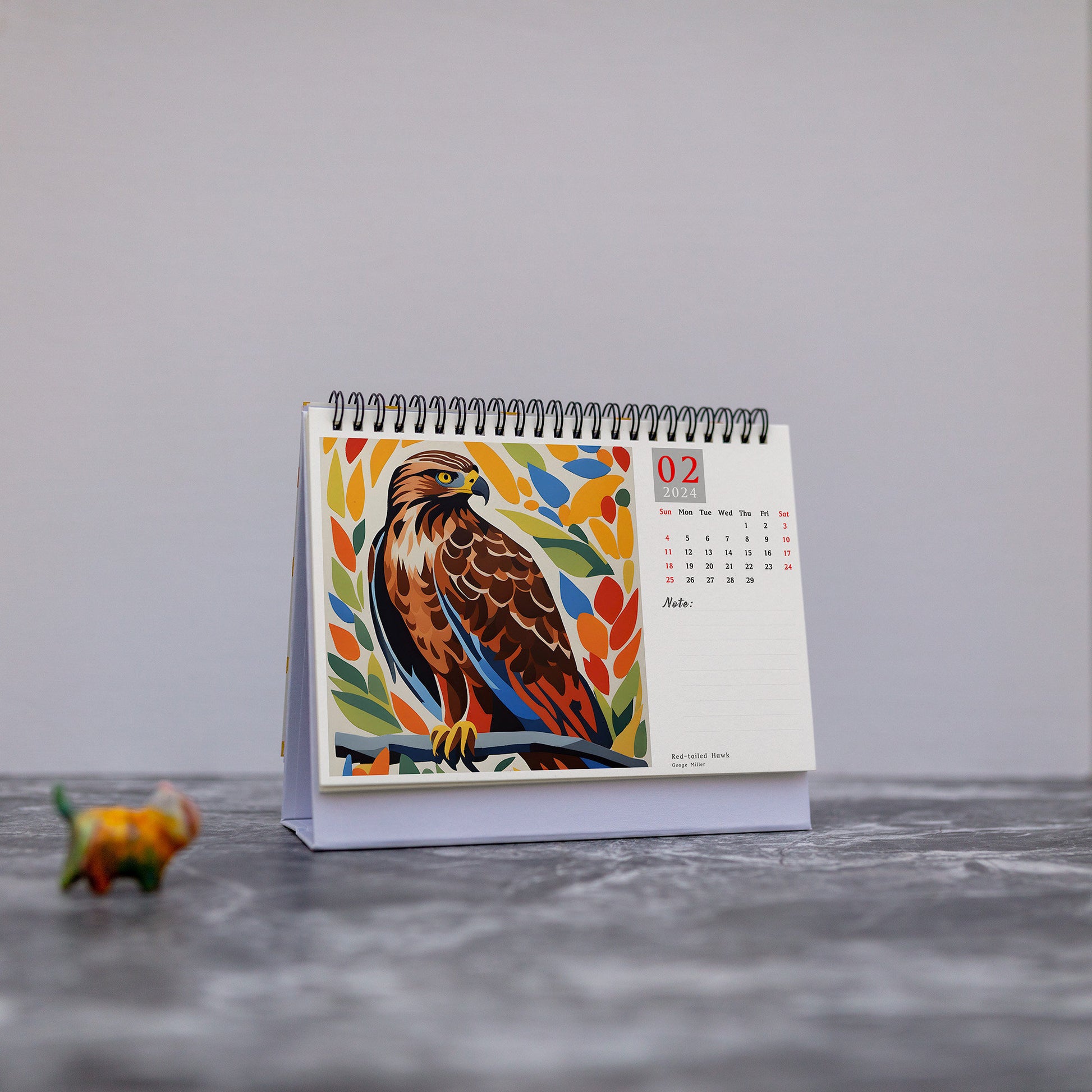 2024 North American Birds Calendar - Original Illustrated Planner, A5 Size Pages, Backed with Scheduling Grid