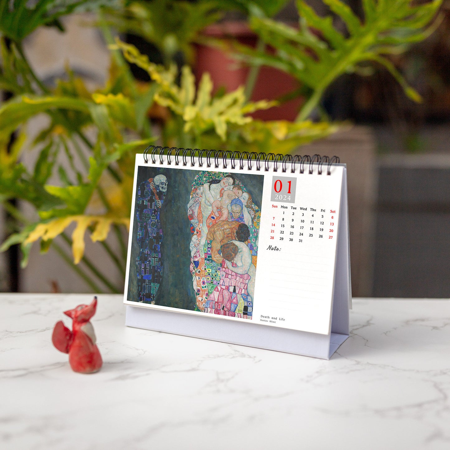 2024 Klimt Art Calendar - A5 Size with Scheduling Grid, Wall Calendar Featuring Gustav Klimt's Masterpieces